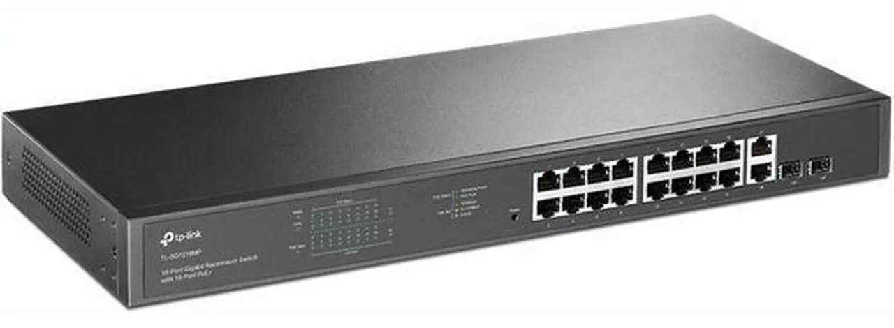Alt view image 13 of 20 - TP-Link TL-SG1218MP | 16 Port Gigabit PoE Switch | 16 PoE+ Ports @250W, w/ 2 Uplink Gigabit Ports + 2 Combo SFP Slots | Plug & Play | Sturdy Metal | Rack-mountable