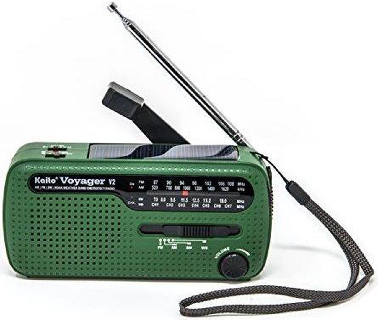 Alt view image 3 of 3 - Kaito Voyager V2 Portable Solar / Hand Crank AM/FM, Shortwave & NOAA Weather Emergency Radio with USB Cell Phone Charger & LED Flashlight (Green)