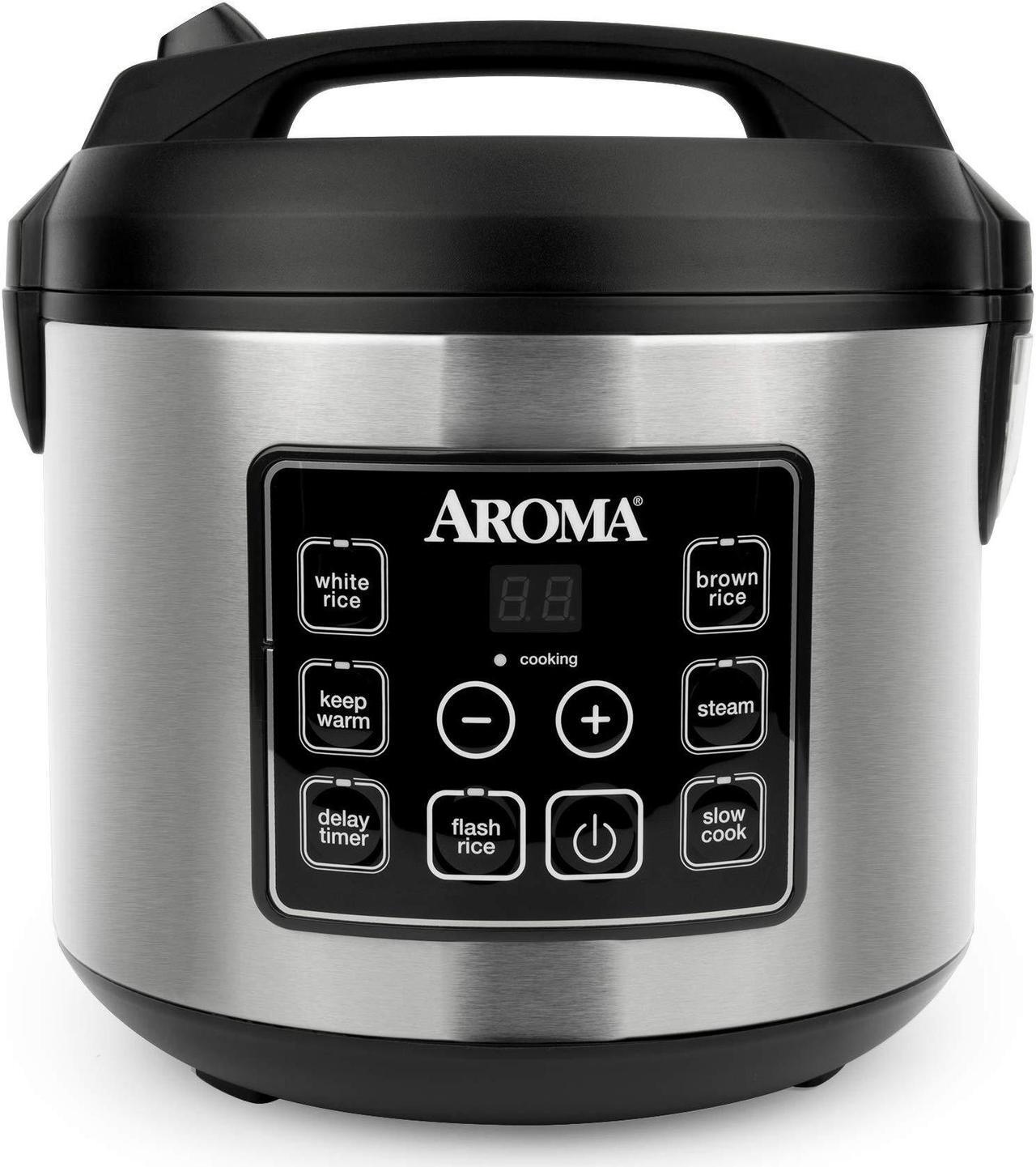 Alt view image 4 of 4 - Aroma 20 Cup Cooked (10 cup uncooked) Digital Rice Cooker, Slow Cooker, Food Steamer, SS Exterior (ARC-150SB)