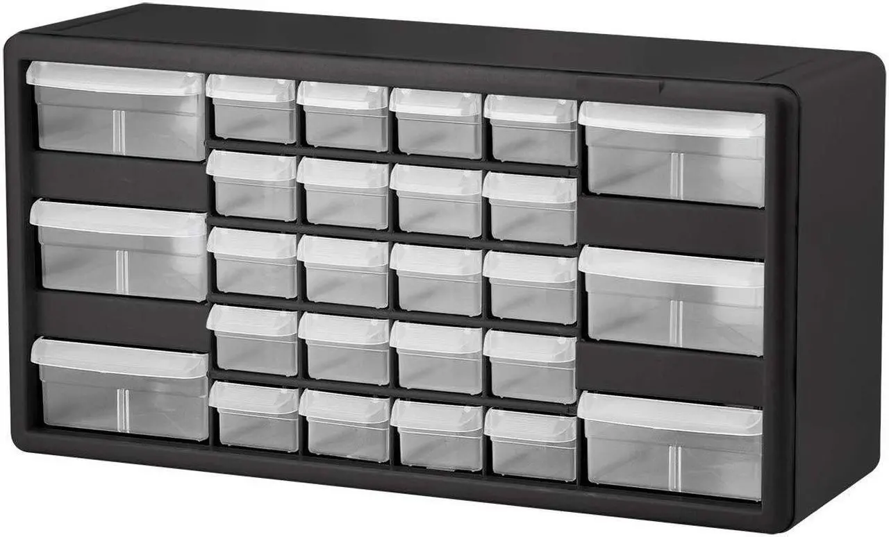 Alt view image 9 of 9 - Akro-Mils Stackable Cabinet 26 Drawers 20"x6-3/8"x10-11/32" Black/Gray 10126