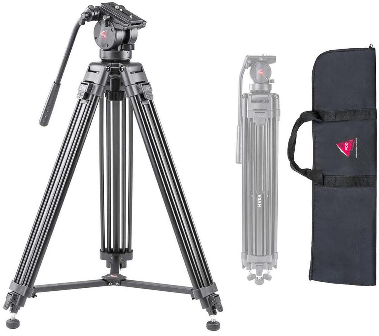 Alt view image 2 of 9 - video tripod system, professional heavy duty aluminum twin tube tripod, k2 fluid head, mid-level spreader, max loading 9 lb, ds