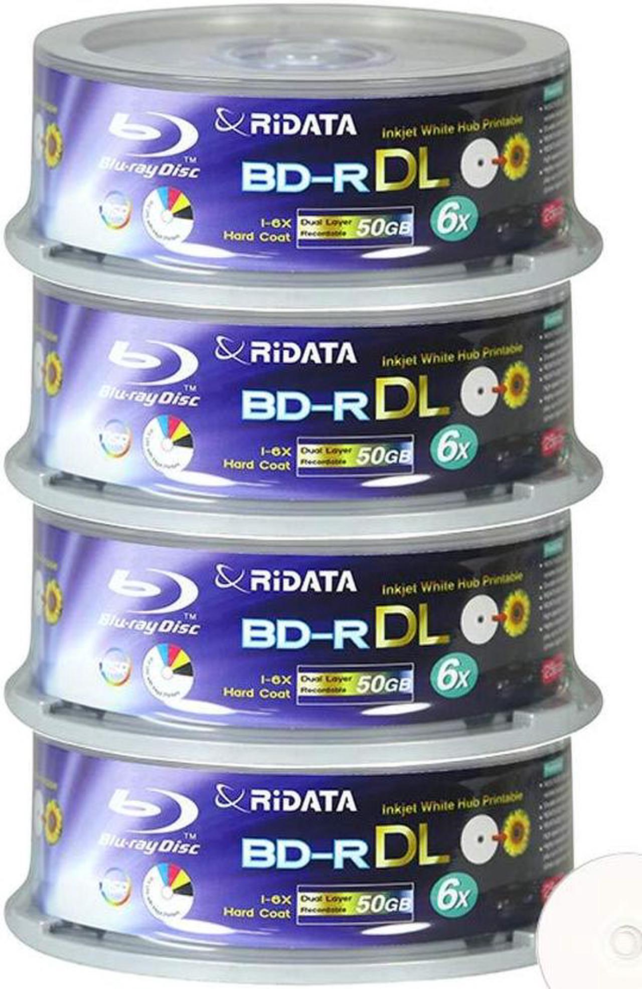Alt view image 5 of 5 - Ridata Blu-ray BD-R DL Dual Layer 6X 50GB White Inkjet Hub Printable Recordable Blank Media Disc with Spindle Packing (100 Pack)