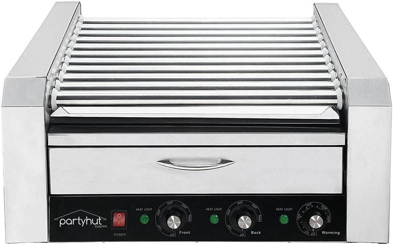 Alt view image 7 of 7 - Commercial Hot Dog Machine 11 Roller and 30 Hotdog Grill Cooker with Bun Warmer