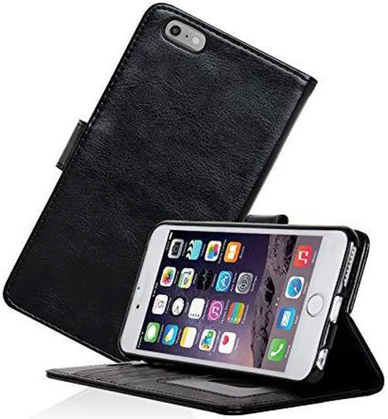 Alt view image 8 of 8 - NAVOR® Protective Flip Wallet Case for iPhone 6 Plus / 6S Plus  [5.5 Inch] - Black