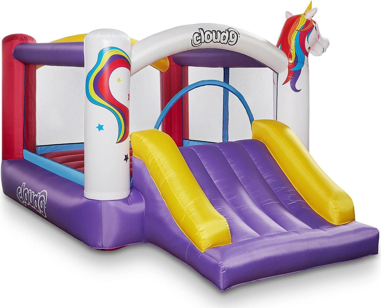 Alt view image 15 of 15 - Cloud 9 Inflatable Bounce House and Blower, Unicorn Theme Bouncer for Kids with Slide, Includes Stakes and Repair Patches