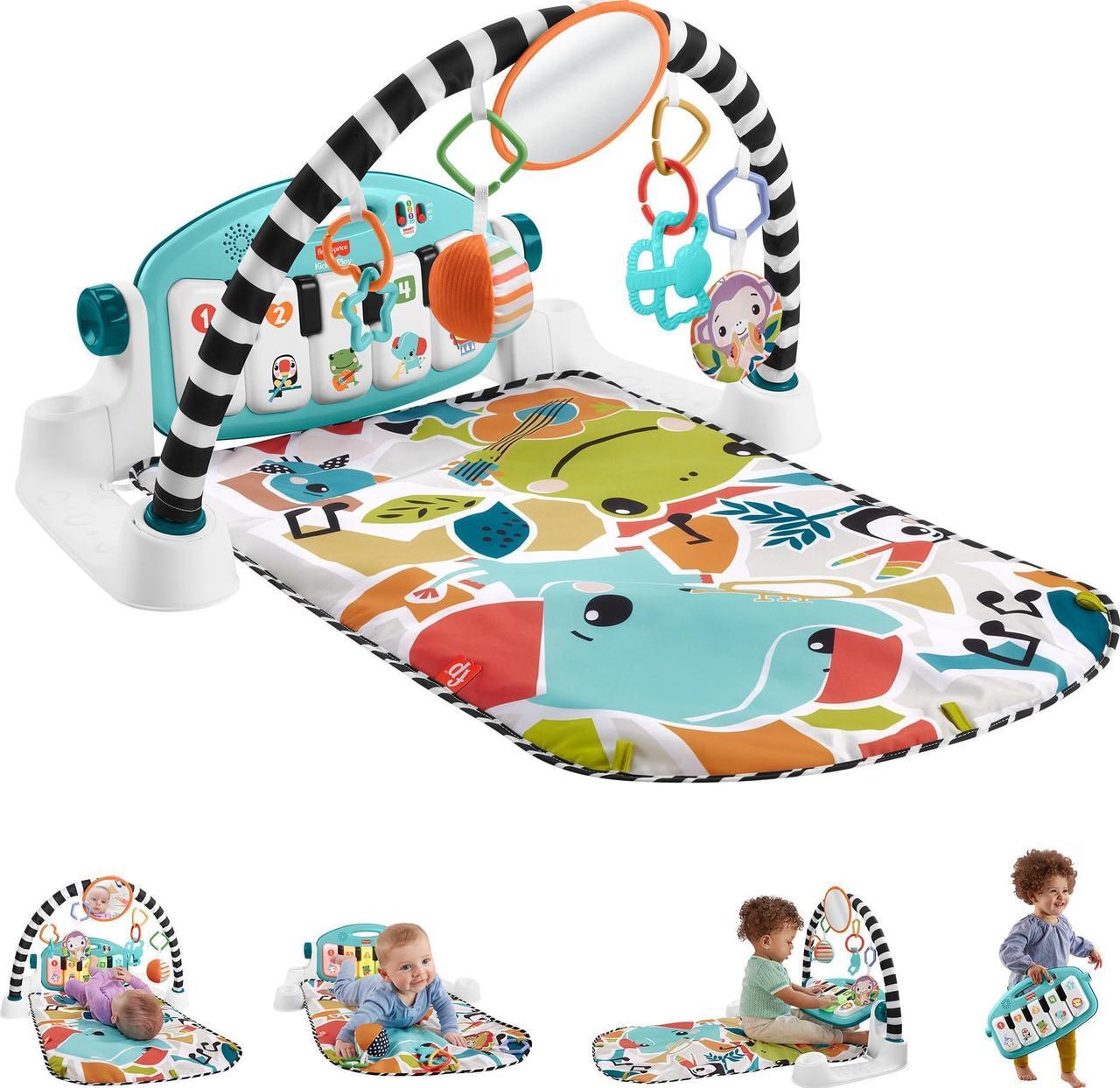 Main image of Fisher-Price Baby Playmat Glow and Grow Kick & Play Piano Gym  Blue Musical Learning Toy with Developmental Activities for Newborns 0+ Months