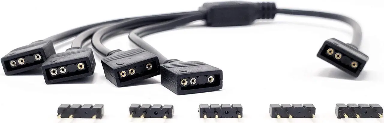 Alt view image 5 of 5 - Micro Connectors 50cm Addressable RGB 1 to 4 Splitter Cable with/5 Male Pins (F04-04ARGB-50)