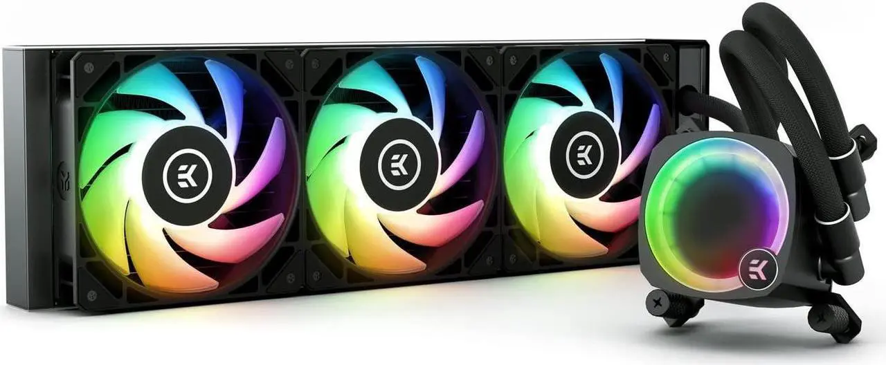 Alt view image 8 of 8 - EK Nucleus AIO CR360 Lux D-RGB 360mm AIO Liquid CPU Cooler with EK FPT 120mm Fans - Compatible with latest Intel and AMD CPU sockets - LGA 1700 and AM5