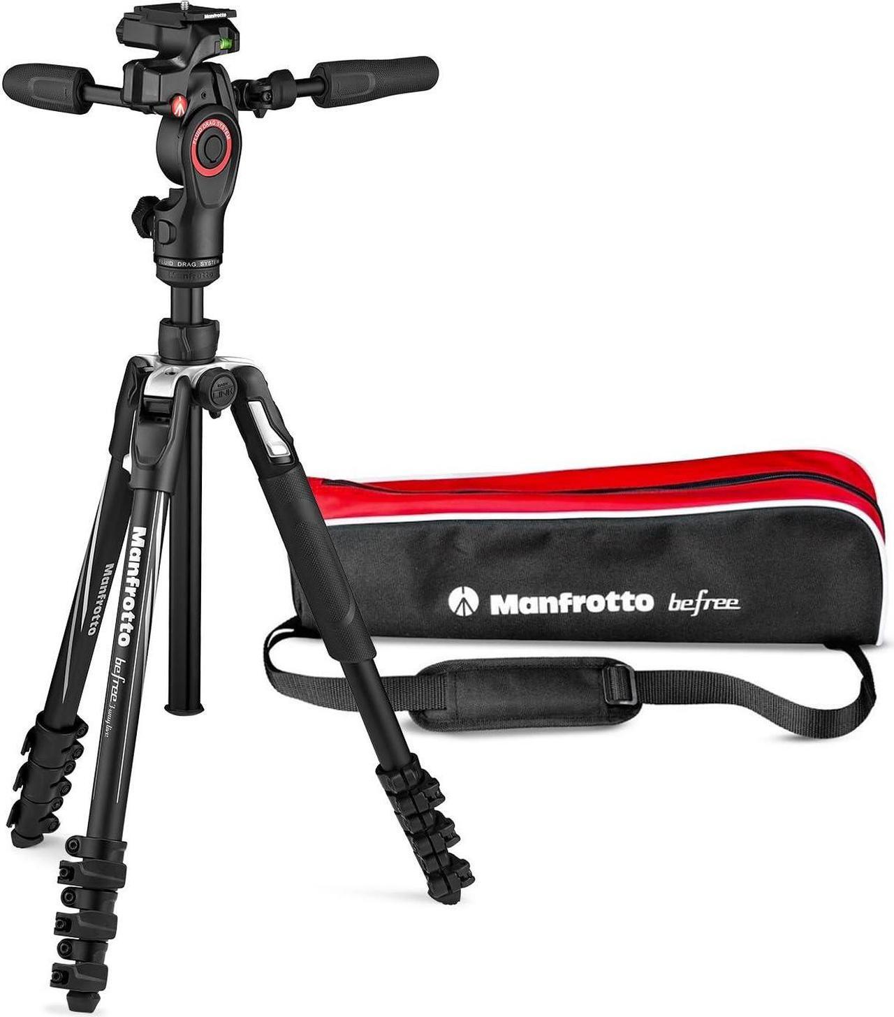 Alt view image 2 of 9 - manfrotto befree 3-way live advanced camera tripod kit, aluminium travel tripod, lever lock, with 3-way fluid head, for photo and video, vlogging equipment, with carry bag (mkbfrla4bk-3wus)