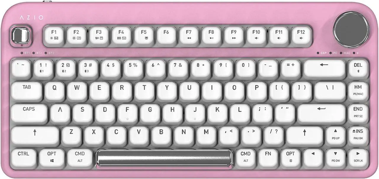 Alt view image 11 of 12 - Azio IK408 IZO Wireless BT5/USB PC & Mac Mechanical Keyboard, Pre-Lubed Red Switches, Pink Blossom