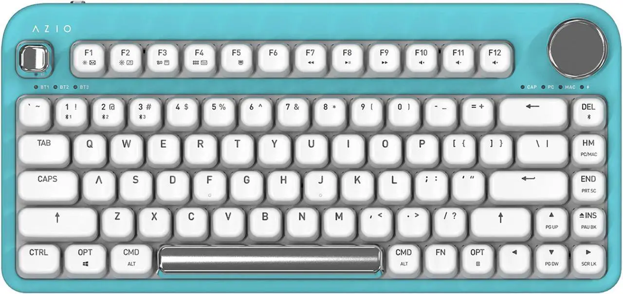 Alt view image 11 of 12 - Azio IK409 IZO Wireless BT5/USB PC & Mac Mechanical Keyboard, Pre-Lubed Red Switches, Mint Daisy