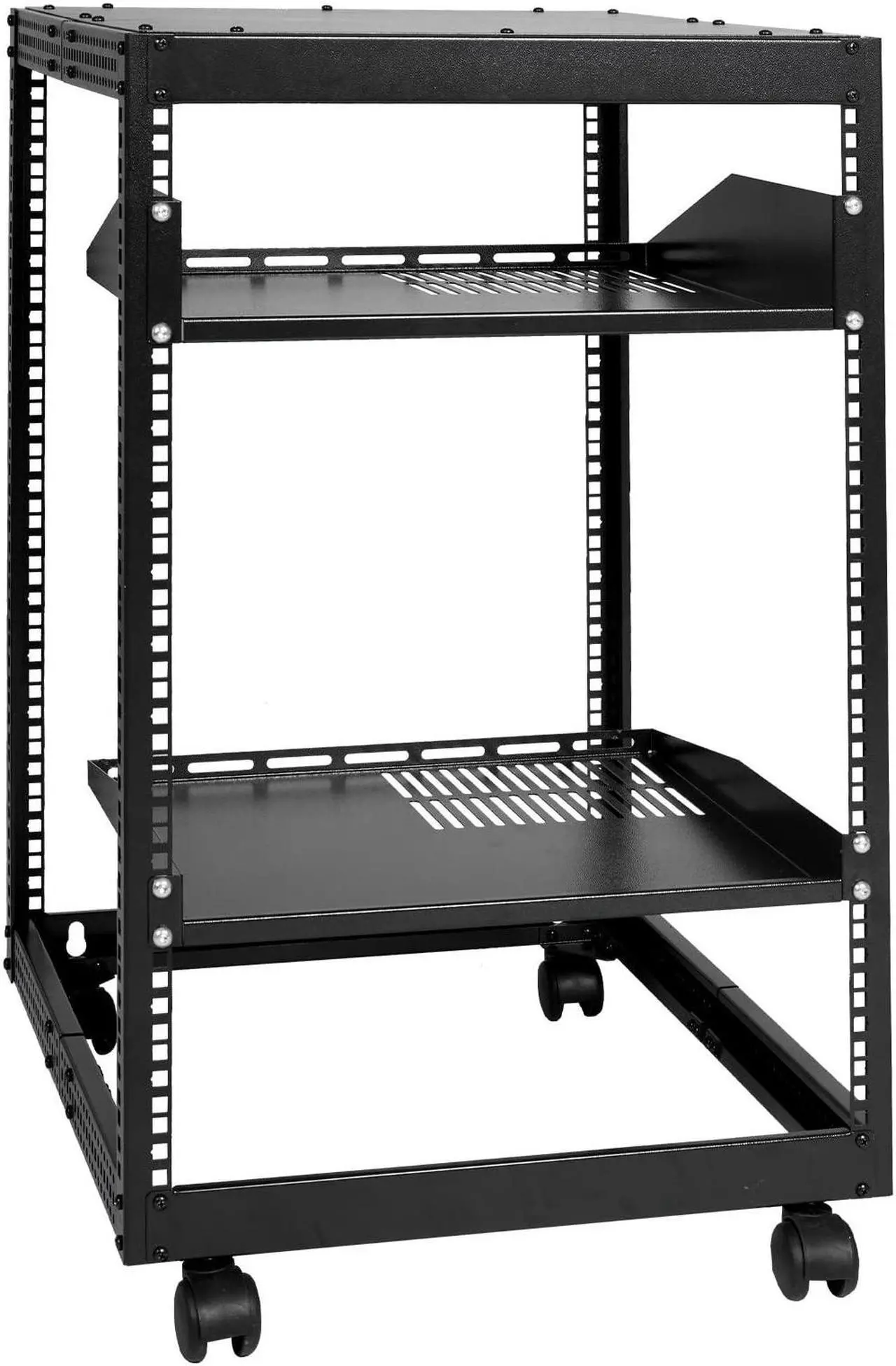 Main image of Vevor 15U Open Frame Server Rack  23''-40'' Adjustable Depth  Free Standing Or Wall Mount Network Server Rack  4 Post Av Rack With Casters  Holds All Your Networking It Equipment Av Gear Router Modem
