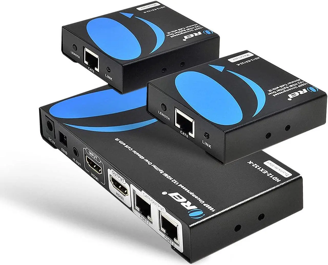 Alt view image 5 of 5 - OREI 1X2 HDMI Extender Splitter Over Single CAT6/7 Cable Uncompressed 1080P With IR Remote EDID - Up to 132 Ft - Loop Out - Low Latency - 1 Input 2 Output