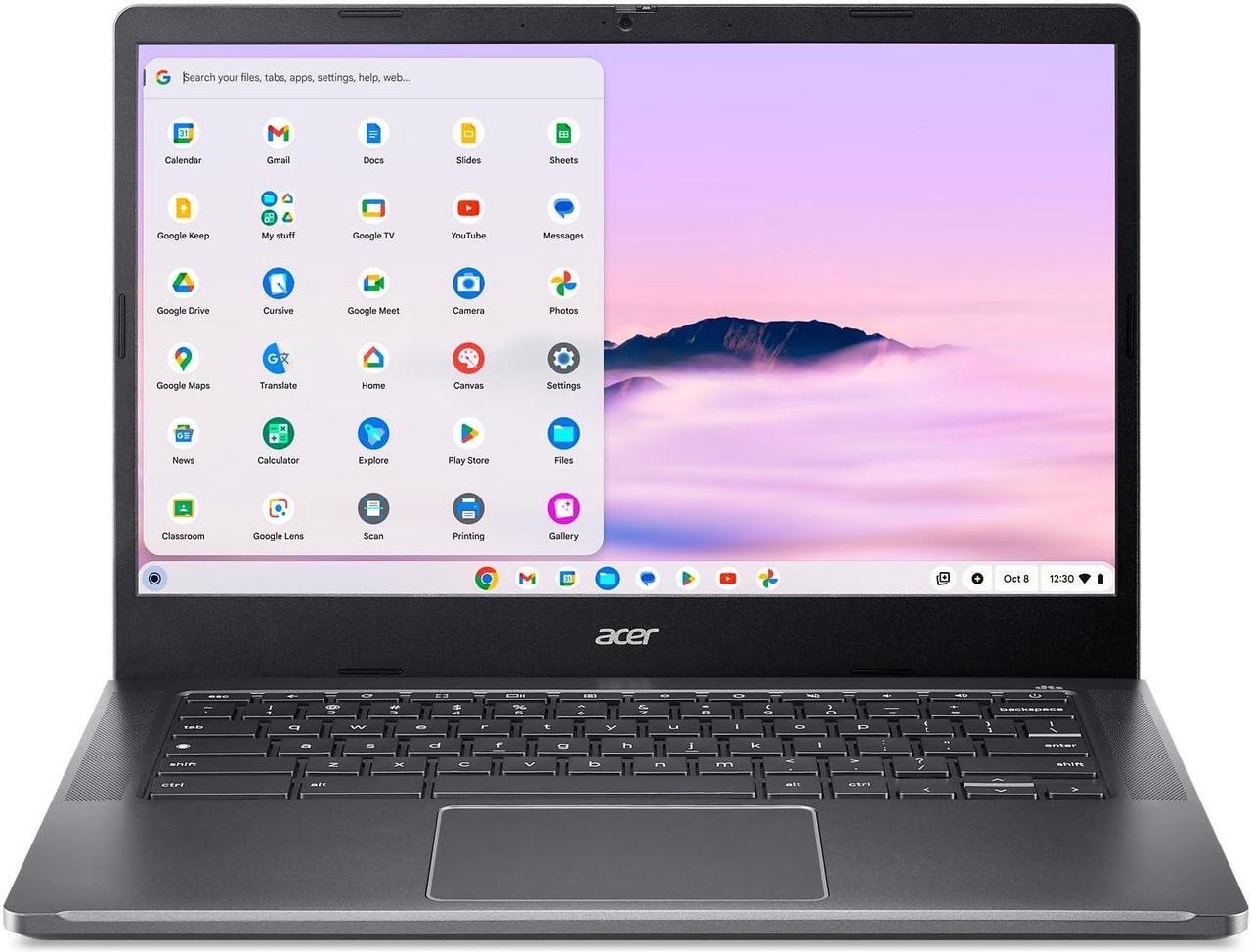Alt view image 5 of 5 - Acer Chromebook Plus 514 Laptop with Google AI  14" Full HD 1920 x 1080 IPS Touch Display | Intel Core i3-N305 | 8GB LPDDR5 | 128GB SSD | Wi-Fi 6E | FHD Camera | Chrome OS | CB514-4HT-375Z