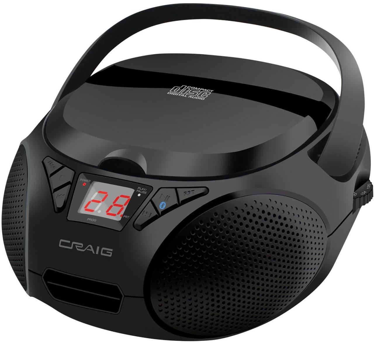 Alt view image 2 of 2 - craig cd6925bt-bk portable top-loading stereo cd boombox with am/fm stereo radio and bluetooth wireless technology in black | led display | programmable cd player | cd-r/cd-w compatible | aux port |