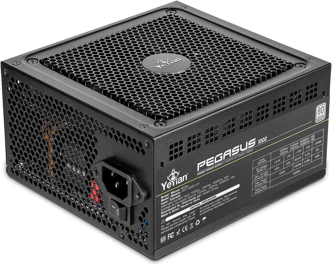 Alt view image 8 of 8 - YEYIAN Gaming Power Supply PCIE 5.0 Pegasus 1000W 80+ Platinum Certified YFP-1K031-01, 4080 4090 ATX 3.0 Compatible - Nichicon High Quality Japanese capacitor - Low Noise