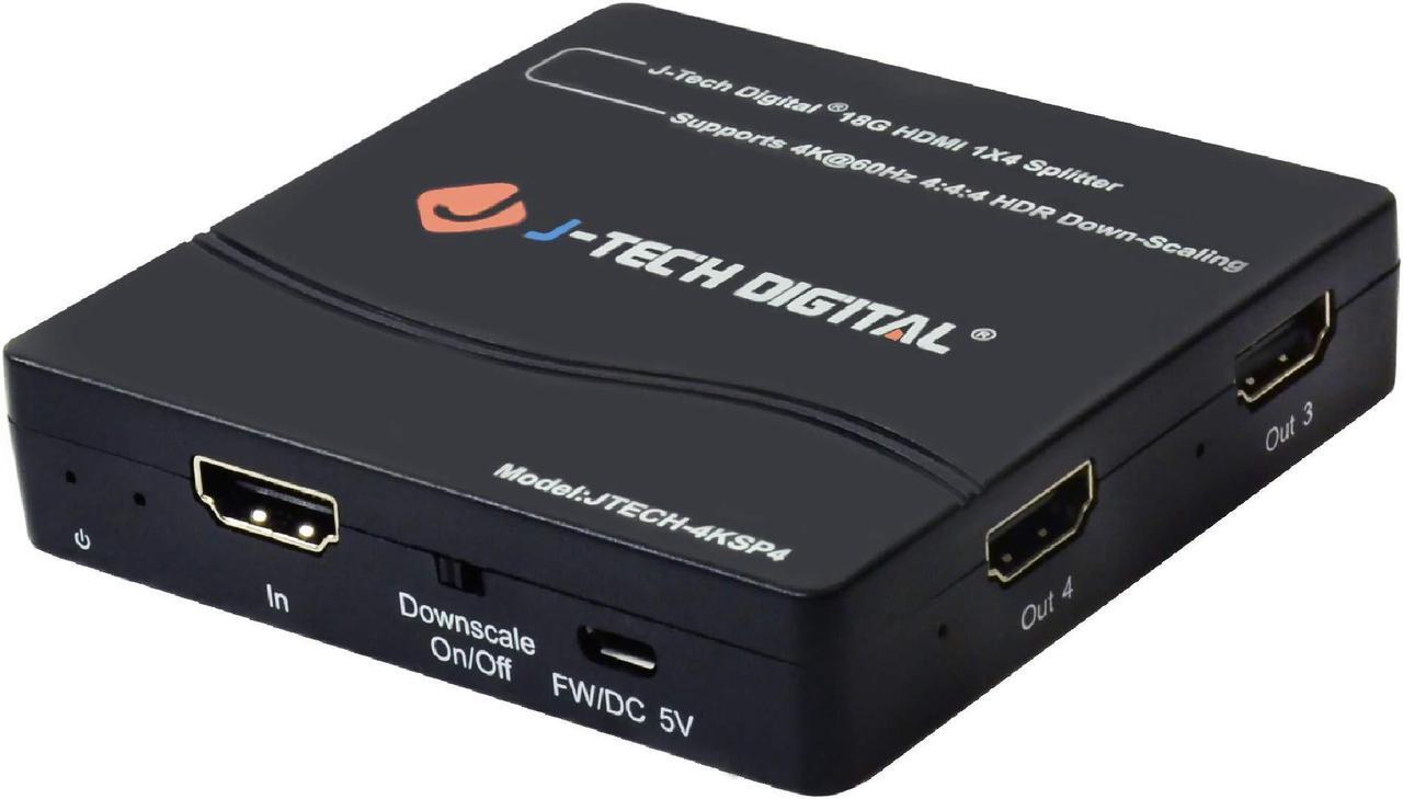 Alt view image 7 of 7 - J-Tech Digital 4K60Hz 1X4 HDMI Splitter Supports Multi-Resolution Output 18GBps (JTECH-4KSP4)