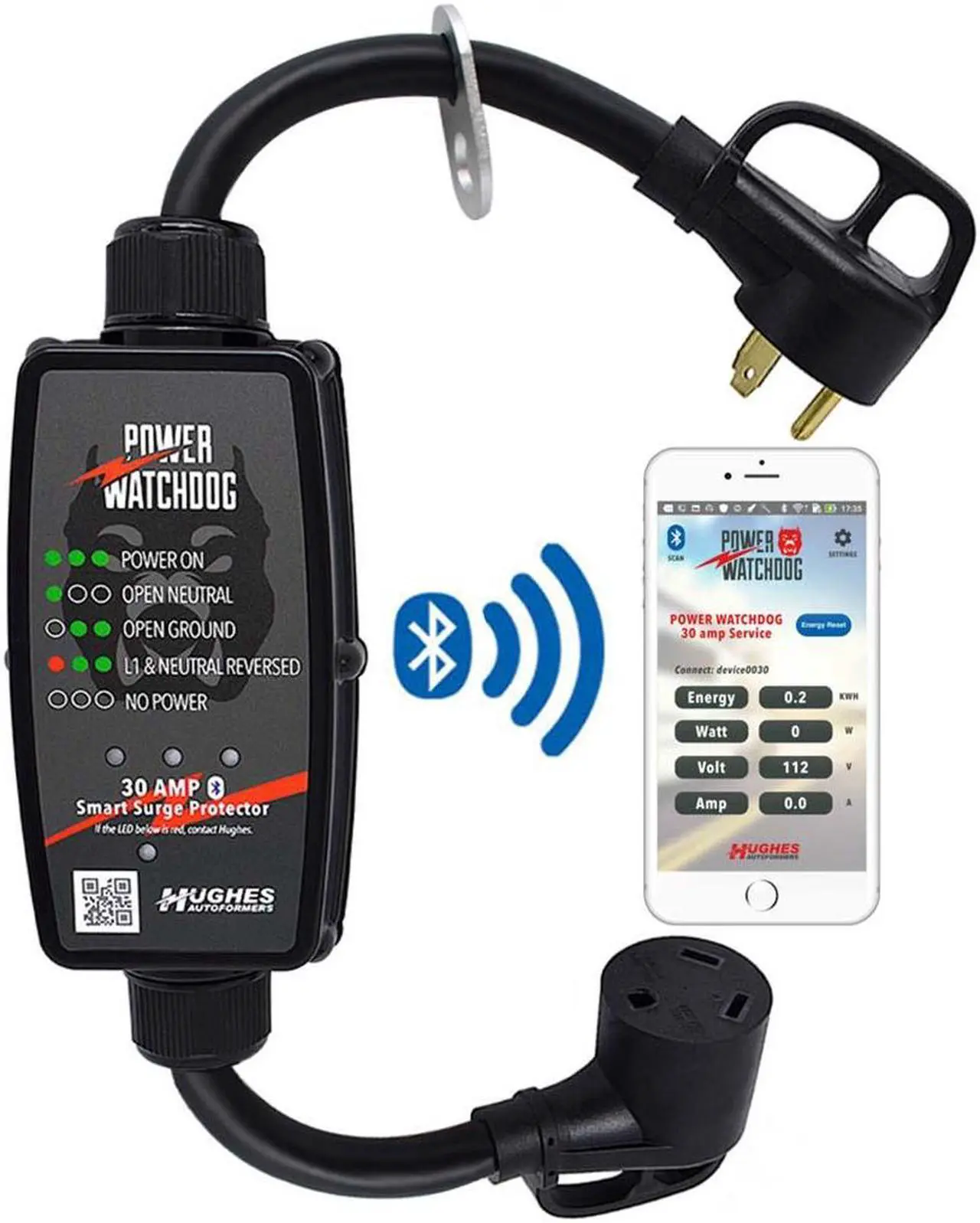 Alt view image 7 of 7 - hughes autoformer pwd30 power watch dog 30 amp surge protector