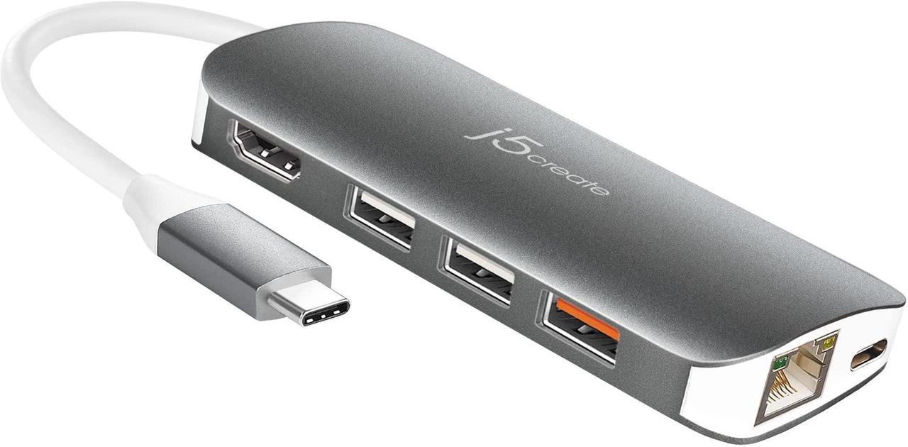 Alt view image 20 of 20 - j5create USB-C Multi Adapter-HDMI / Ethernet / USB 3.1 / PD 3.0 / Memory Card Reader / Writer