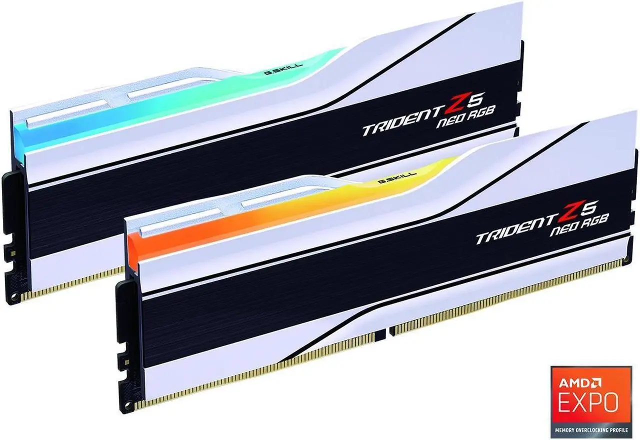 Alt view image 6 of 6 - 64GB G.Skill DDR5 Trident Z5 Neo RGB 6000MHz CL30 1.40V Dual Channel Kit (2x 32GB) White