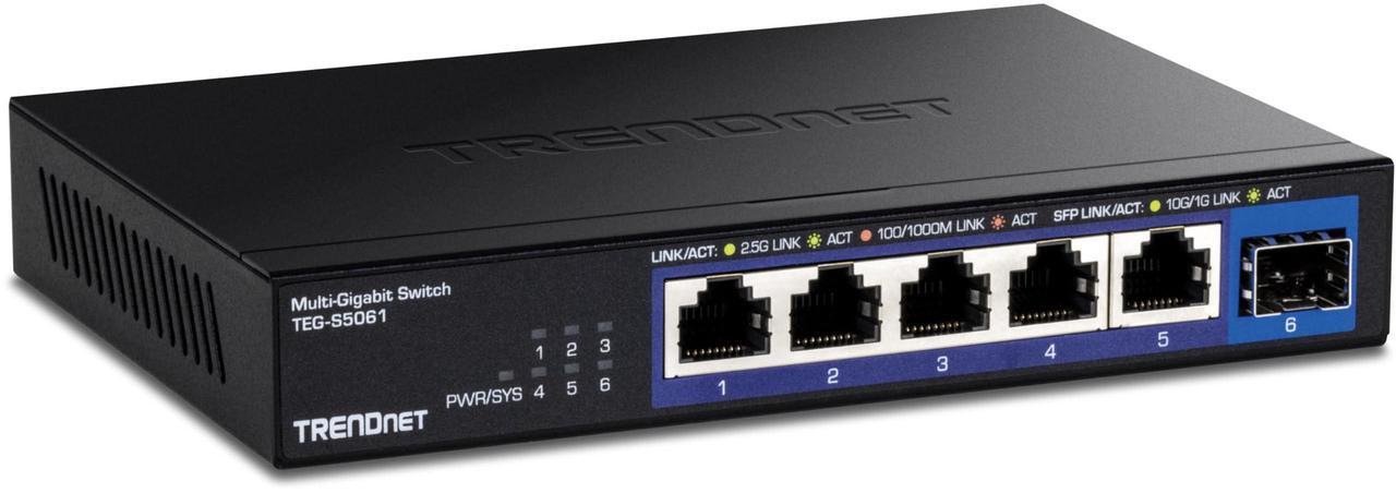Alt view image 15 of 15 - TRENDnet TEG-S5061,6-Port Unmanaged 2.5G Switch with 10G SFP+ Port