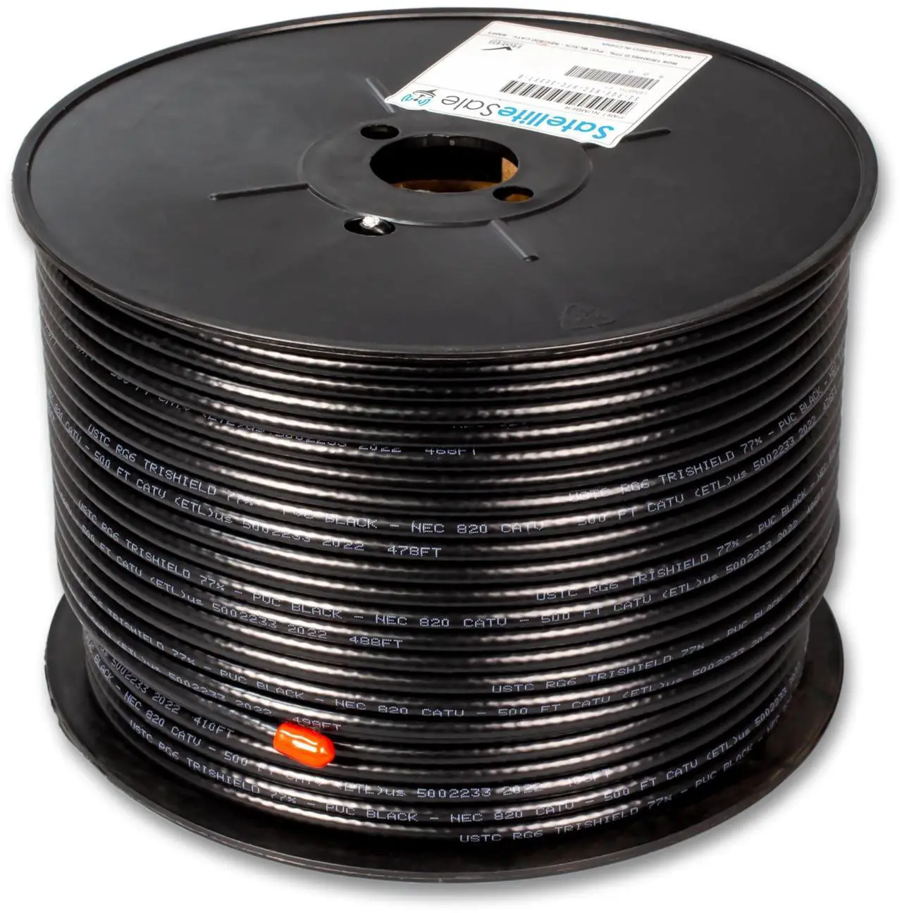 Alt view image 6 of 6 - SatelliteSale RG-6 Trishield NEC 820 CATV HFC Coaxial Cable PVC Black 500 feet