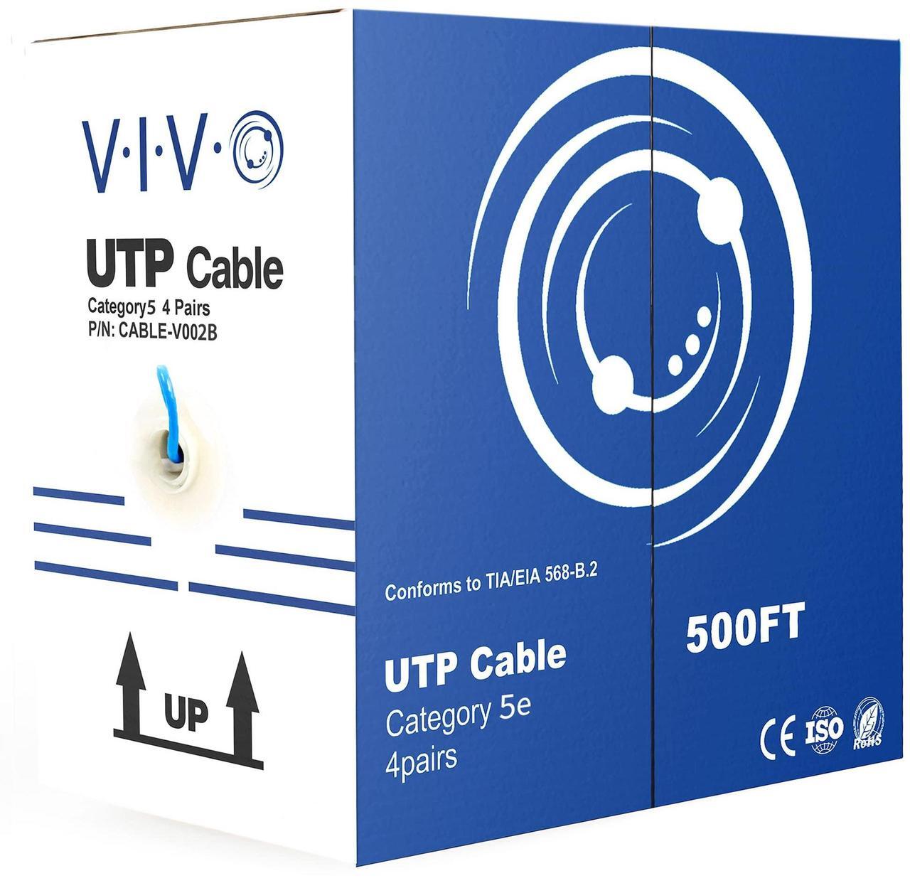 Alt view image 8 of 8 - VIVO 500ft Bulk Cat5e LAN Ethernet Cable / Wire UTP Pull Box 500 ft Cat-5e, Blue