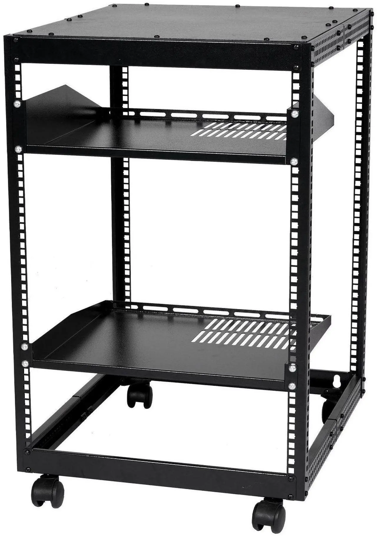 Alt view image 3 of 9 - Vevor 15U Open Frame Server Rack  23''-40'' Adjustable Depth  Free Standing Or Wall Mount Network Server Rack  4 Post Av Rack With Casters  Holds All Your Networking It Equipment Av Gear Router Modem