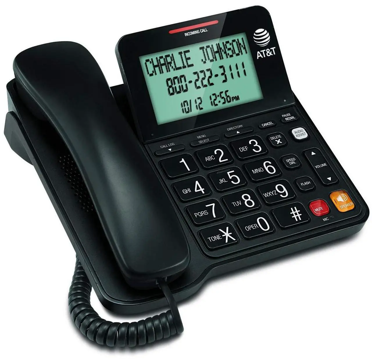 Alt view image 3 of 3 - at&t cl2940 corded phone with caller id/call waiting, speakerphone, xl tilt display, xl buttons & audio assist volume boost