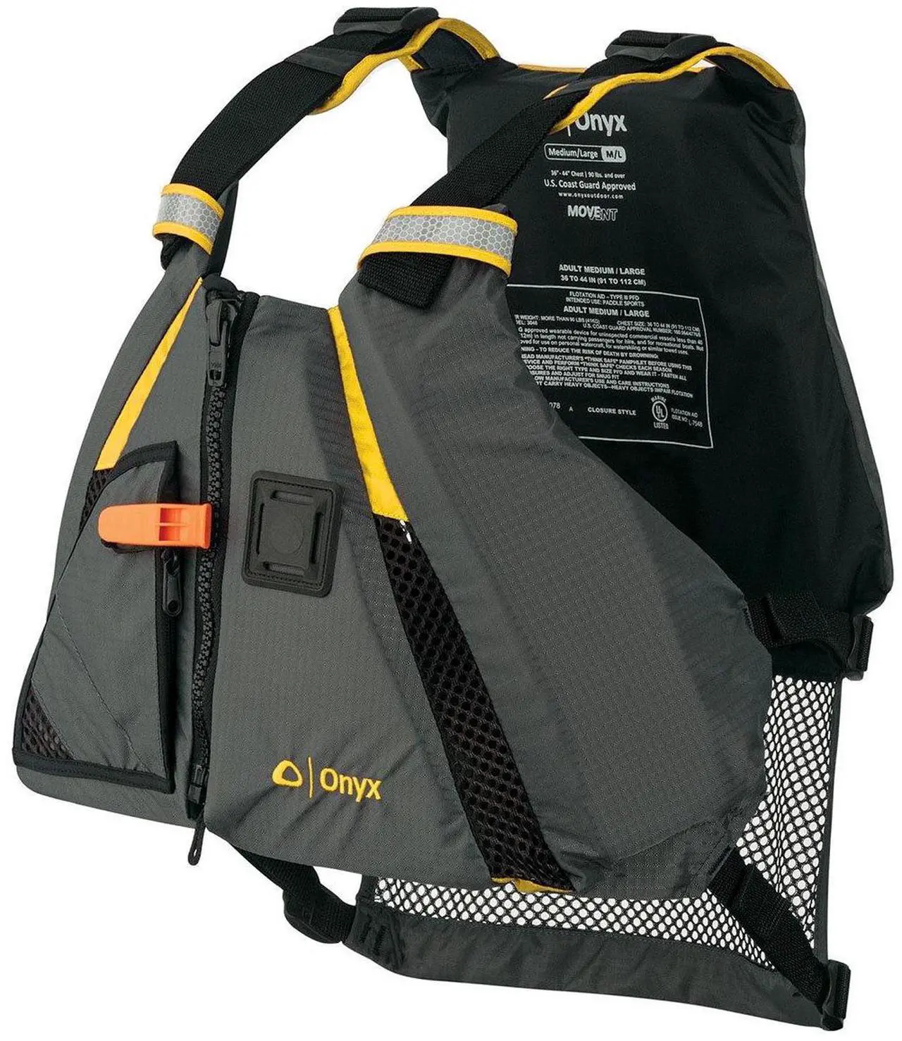 Alt view image 10 of 10 - Onyx Movement Dynamic Paddle Sports Vest - Extra Small and Small Movement Dynamic Paddle Sports Vest - Yellowith Grey - Extra Small and Small