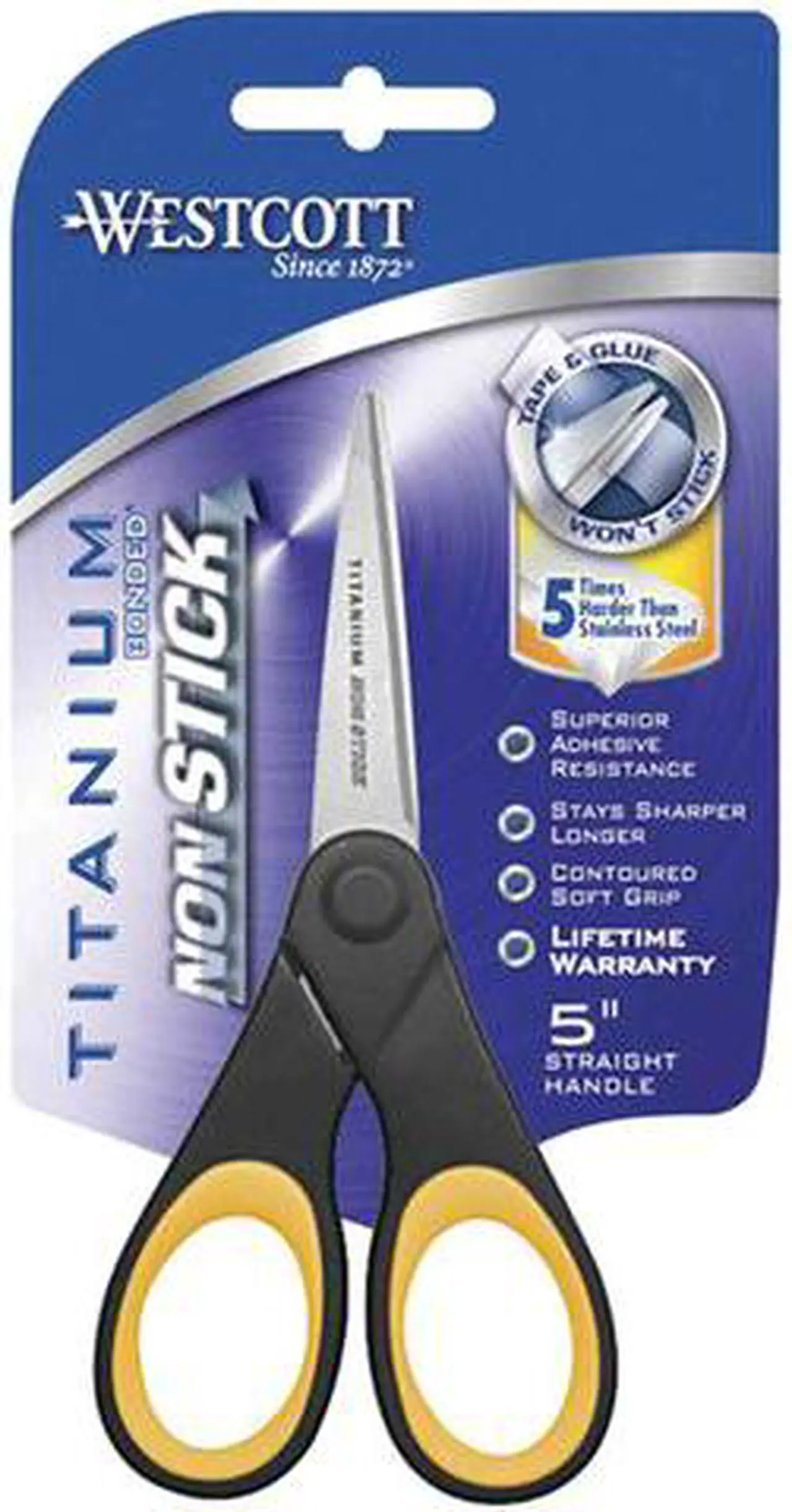 Main image of Westcott Titanium Bonded Scissors 5" Long Gray/Orange Straight Handle 14881
