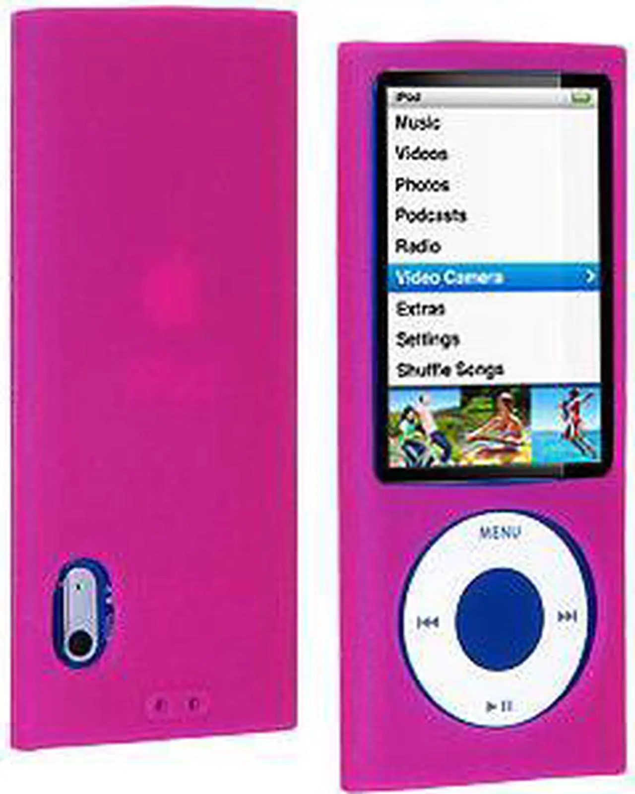 Main image of Amzer Silicone Skin Jelly Case - Hot Pink For iPod Nano 5th Gen