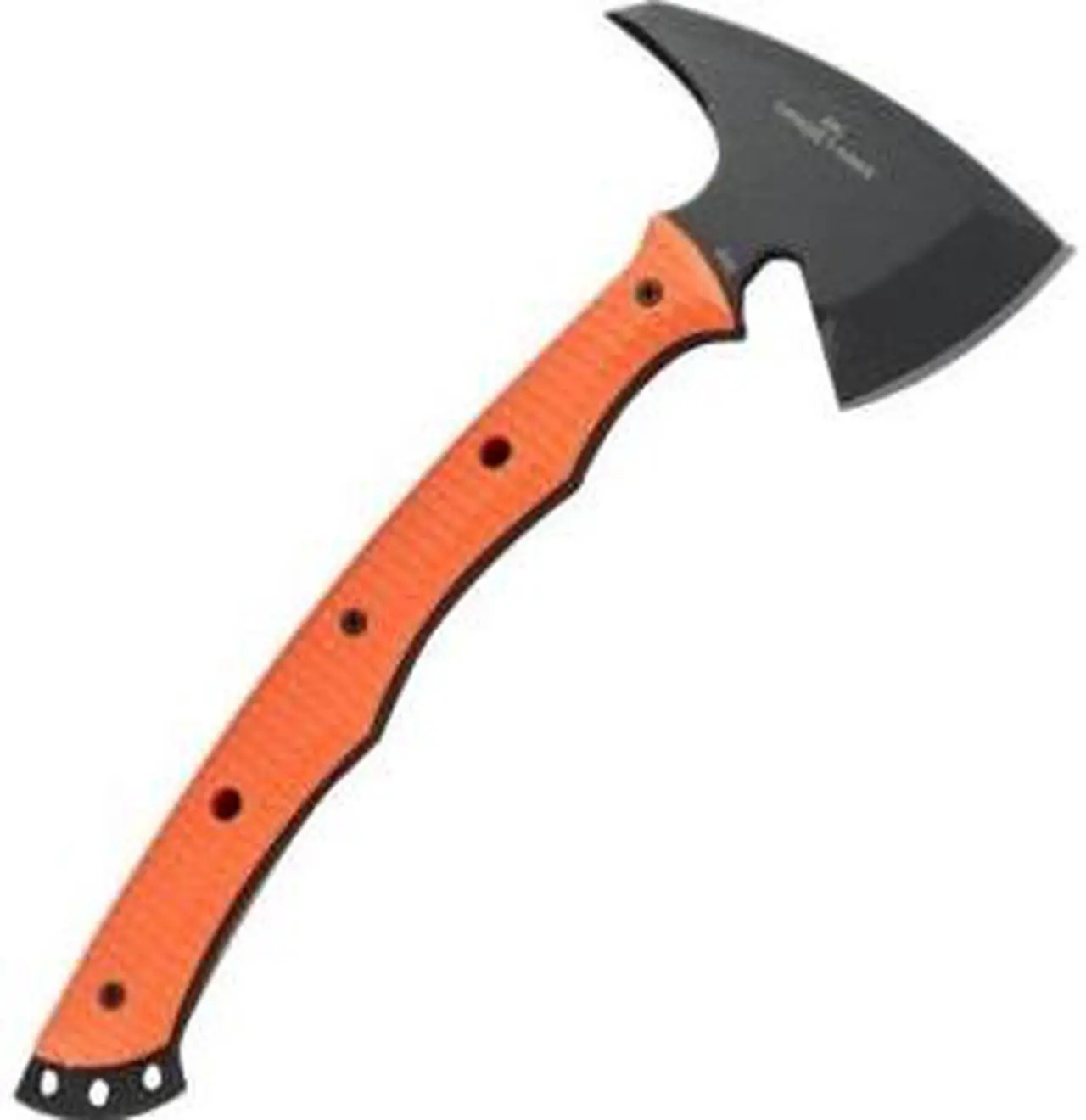Alt view image 2 of 6 - CRKT RMJ Kangee T-Hawk ER-Tomahawk w axe edge front, orange Kydex sheath 2725ER