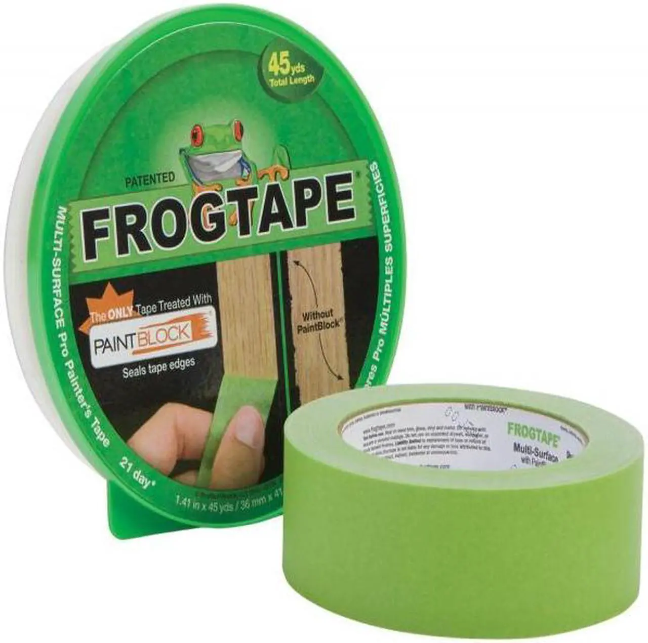 Alt view image 2 of 9 - FrogTape Multi-Surface Painter Tape
1.41" Width x 45 yd Length - Polymer - Self-adhesive - 1 / Roll - Green
