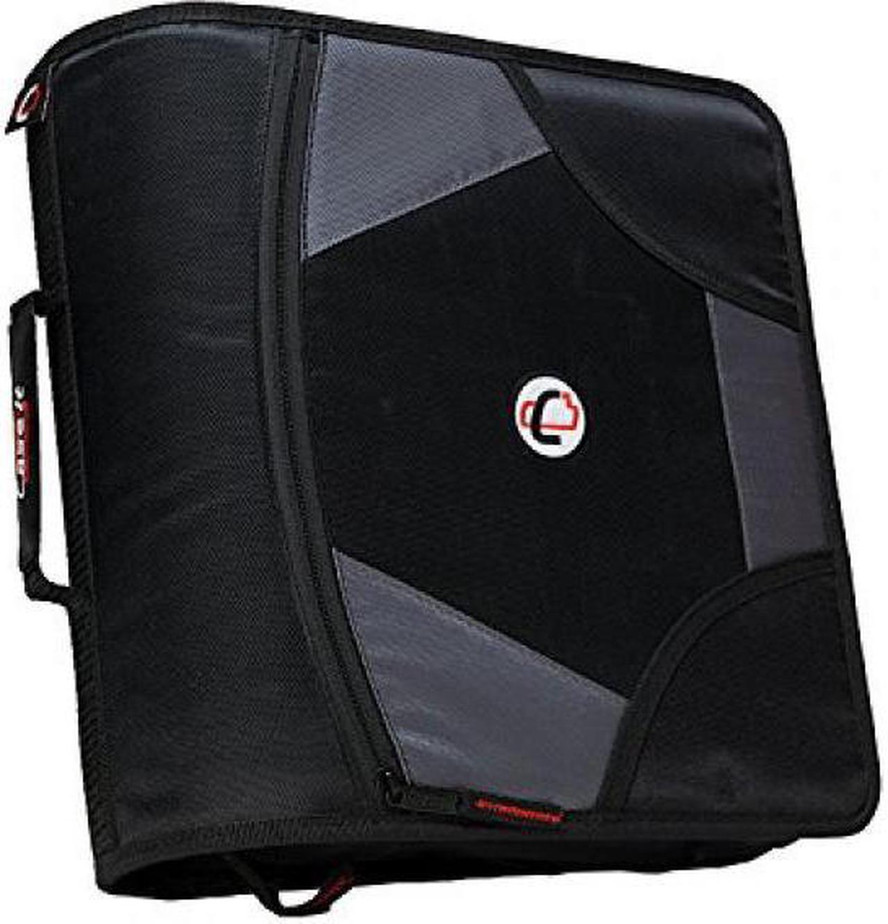 Main image of Case-it King Sized Zip Tab 4-Inch D-Ring Zipper Binder with 5-Tab File Folder, Black, D-186-BLK