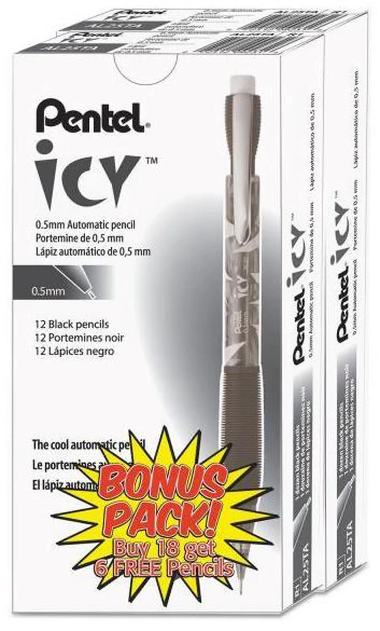 Alt view image 2 of 9 - Pentel Icy Mechanical Pencil 0.5 mm Transparent Smoke Barrel 24/Pack AL25TASWSPR