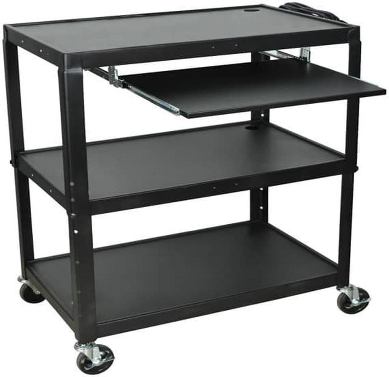 Alt view image 3 of 13 - Luxor Adjustable Steel A/V Cart with Keyboard Shelf