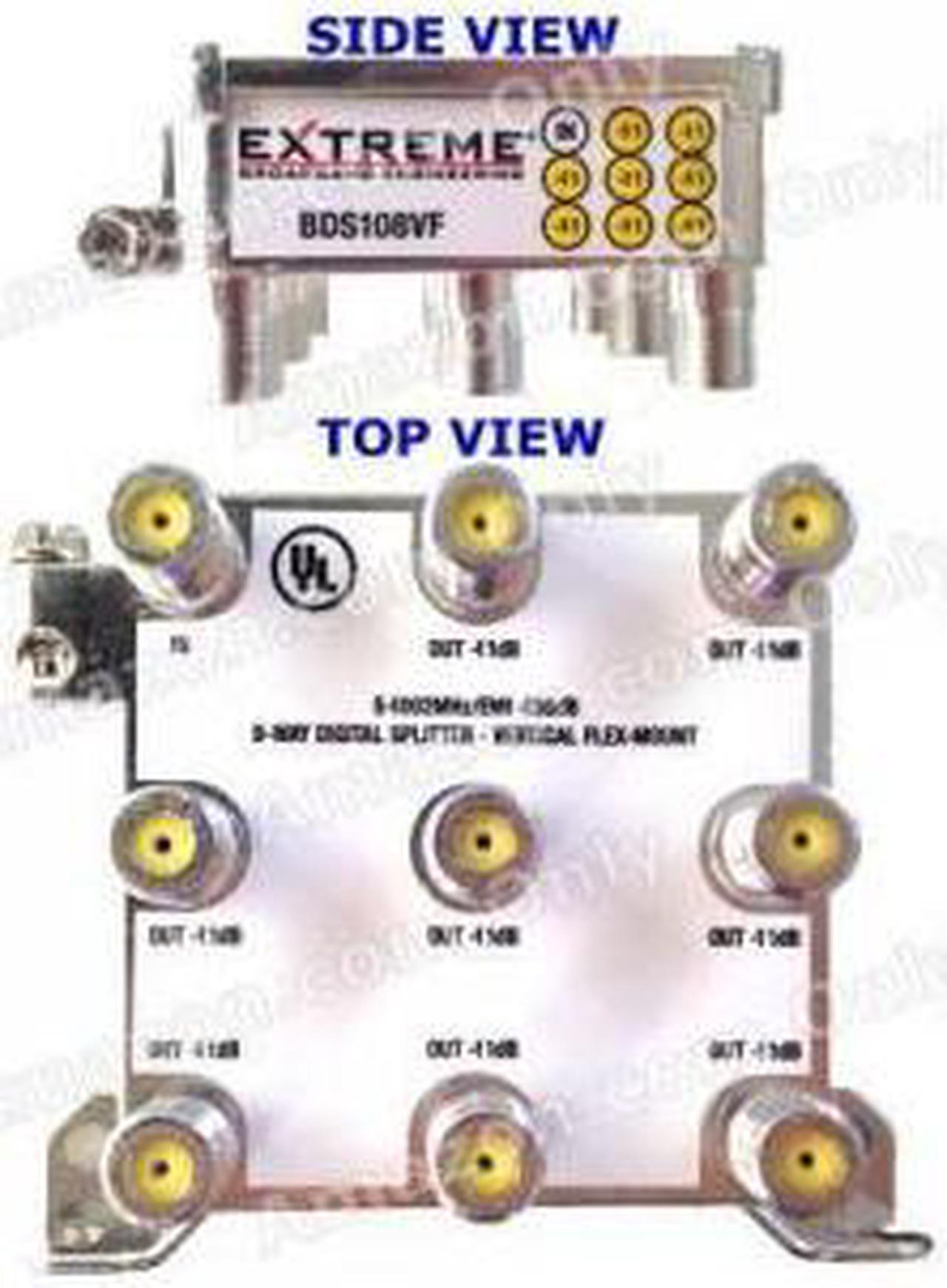 EXTREME 8 WAY BALANCED HD DIGITAL 1GHz HIGH PERFORMANCE COAX CABLE SPLITTER - BDS108VF by Extreme