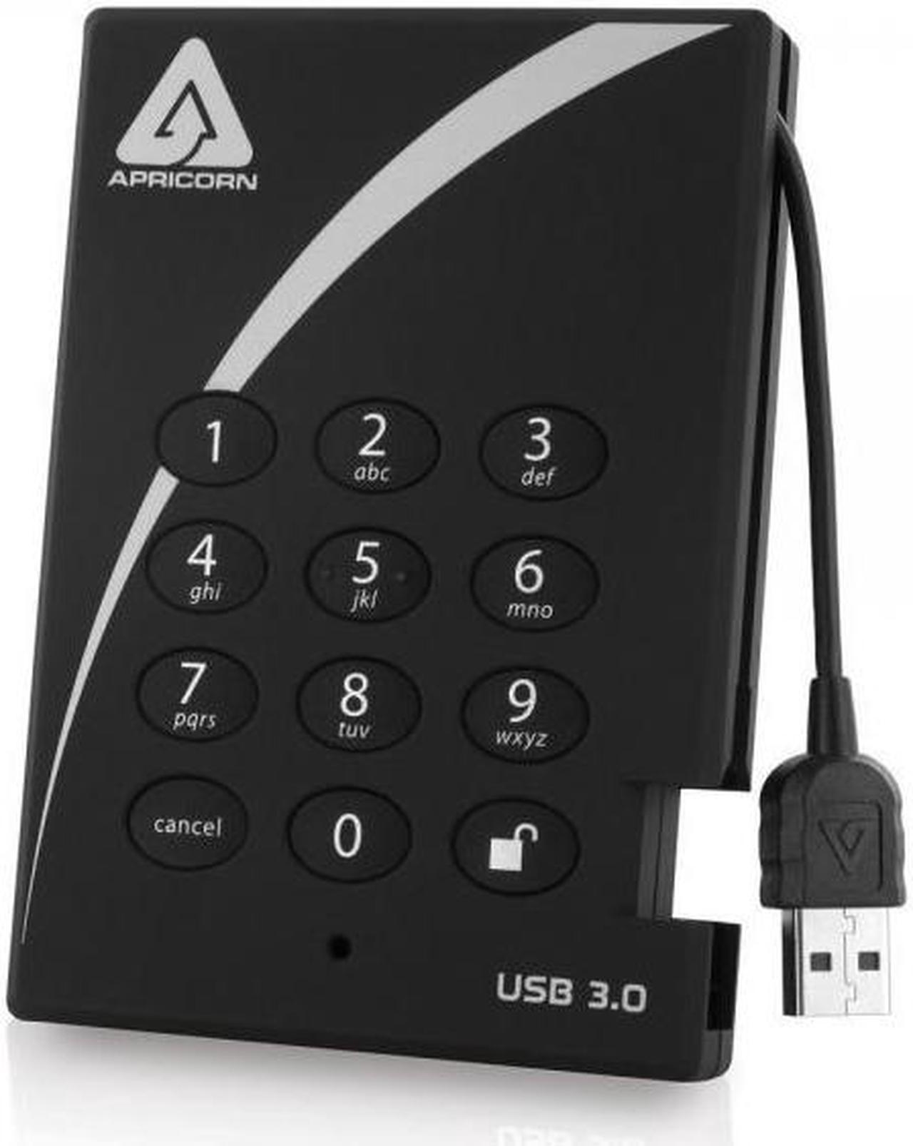 Apricorn Aegis Padlock 2 TB USB 3.0 256-Bit AES XTS Hardware Encrypted Portable External Hard Drive (A25-3PL256-2000)