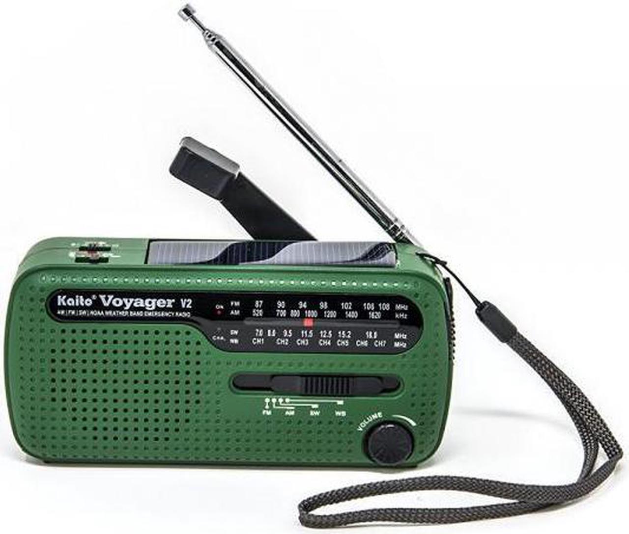 Main image of Kaito Voyager V2 Portable Solar / Hand Crank AM/FM, Shortwave & NOAA Weather Emergency Radio with USB Cell Phone Charger & LED Flashlight (Green)