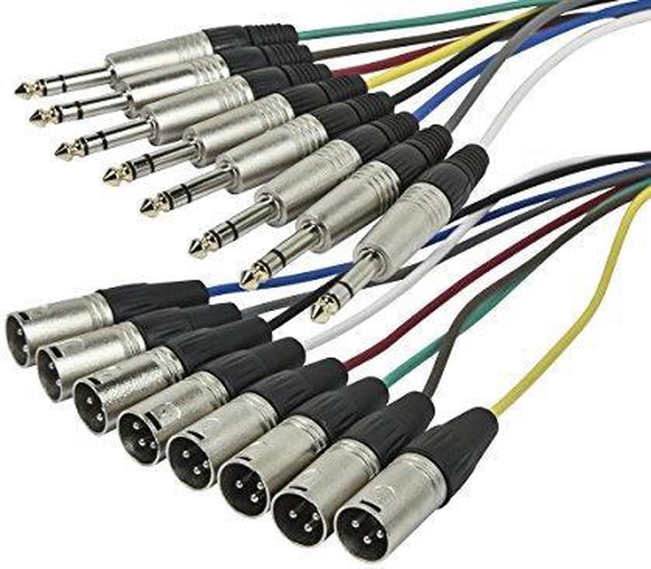 Monoprice 8-Channel 1/4 Inch TRS Male to XLR Male Snake 26AWG Cable C/d - 10 Feet With 8 Balanced Mono / Unbalanced Stereo Lines