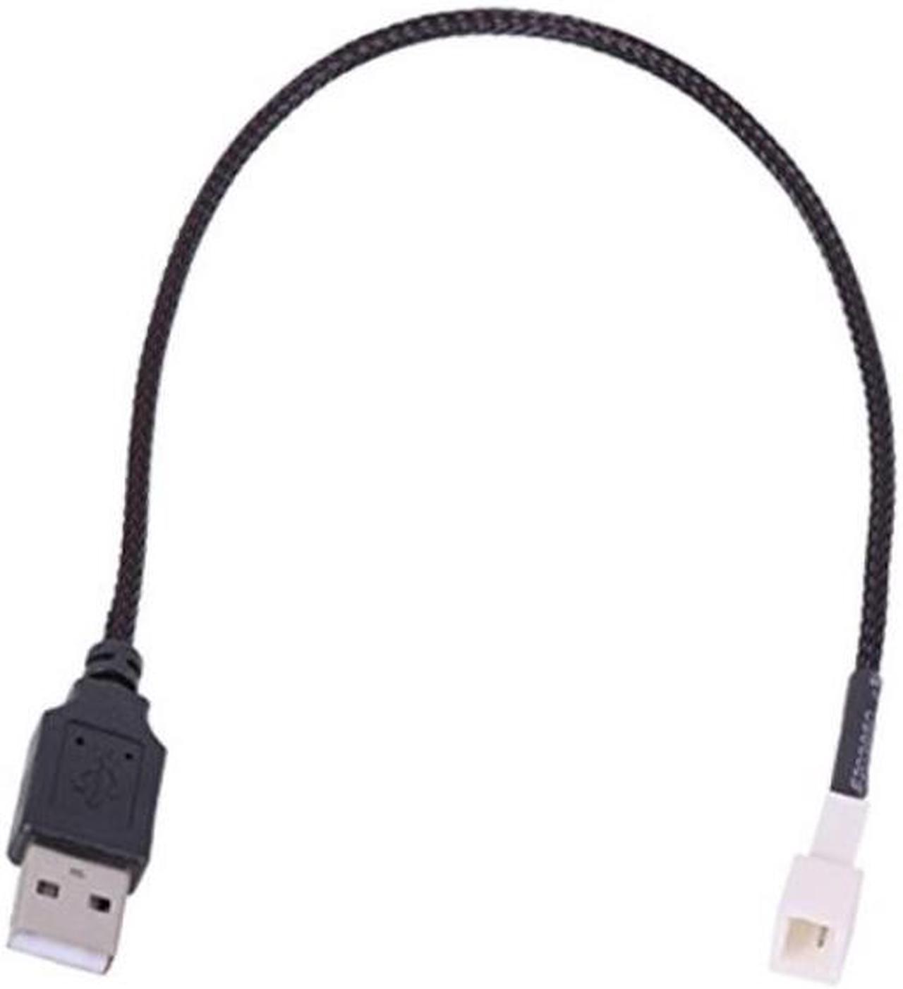 phobya adapter cable, usb external to 3pin, 30cm, sleeved, black