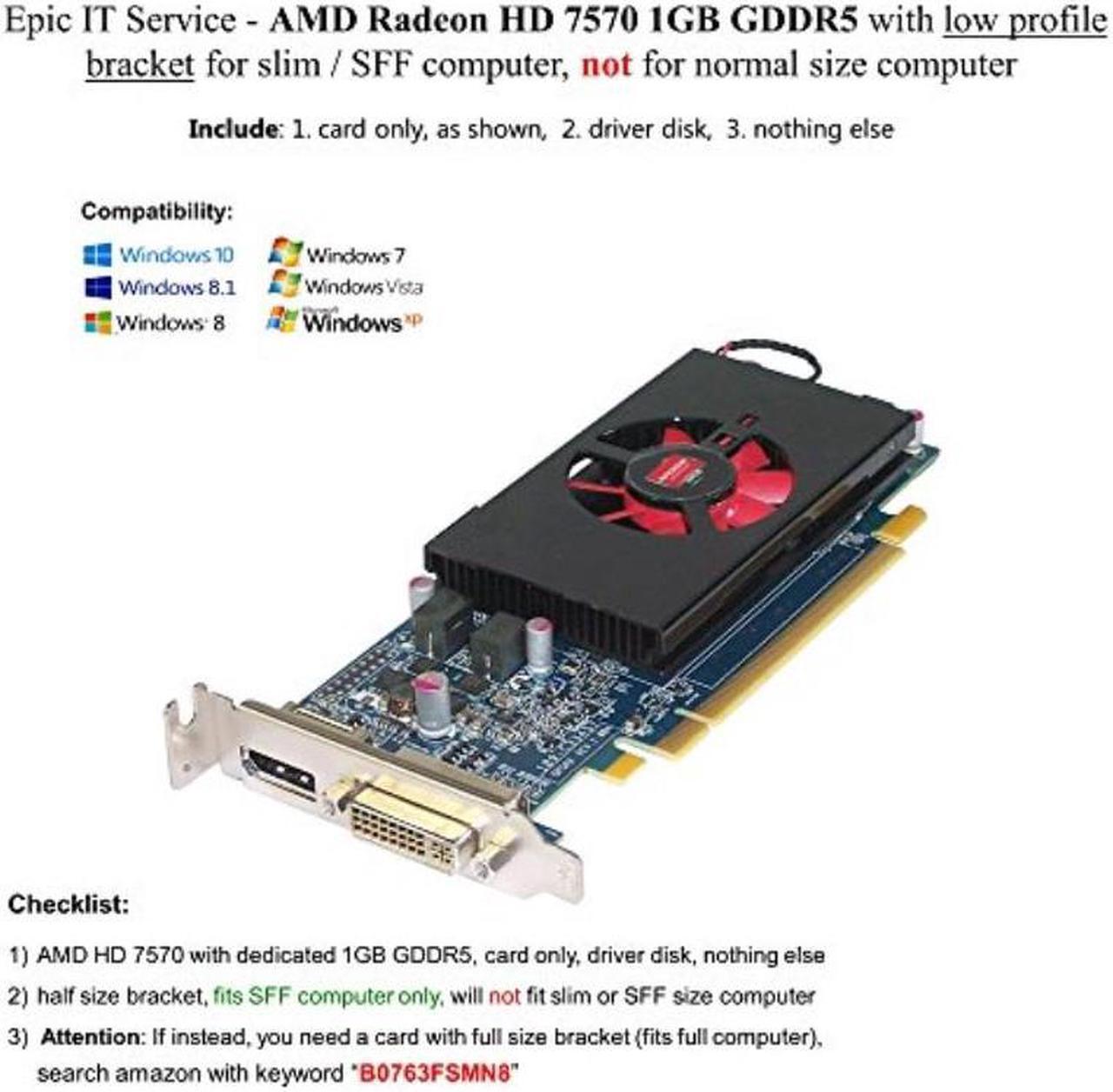 Main image of AMD Radeon HD 7570 1GB GDDR5 PCIe x16 DVI DisplayPort Video Card Dell 4C5DK Low Profile