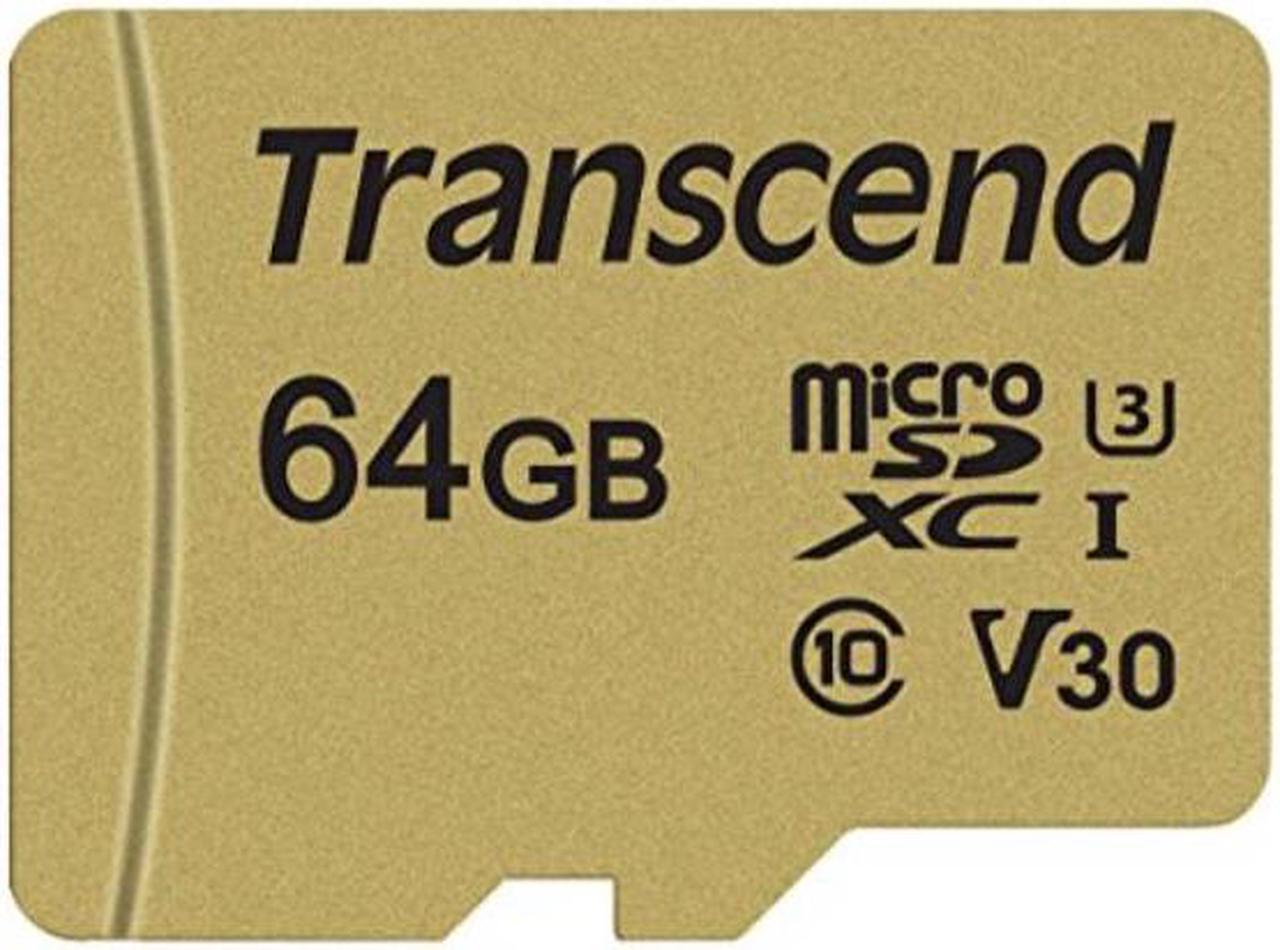 Transcend TS64GUSD500S 64GB UHS-I U3 MicroSD Memory Card with Adapter