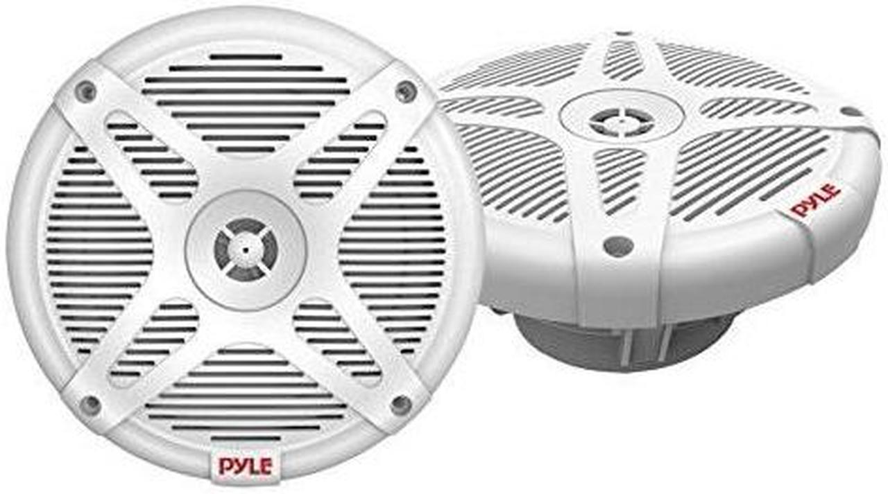 Main image of 6.5 inch bluetooth marine speakers  2way ipx4 waterproof and weather resistant outdoor audio dual stereo sound system with 600 watt power and low profile design  1 pair  pyle plmr652w white