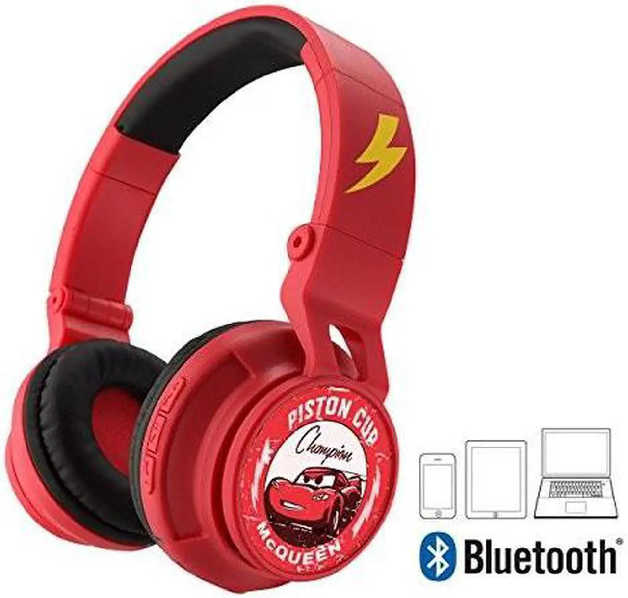 Main image of cars 3 bluetooth headphones disney pixar movie wireless kid friendly sound with lightning mcqueen graphics