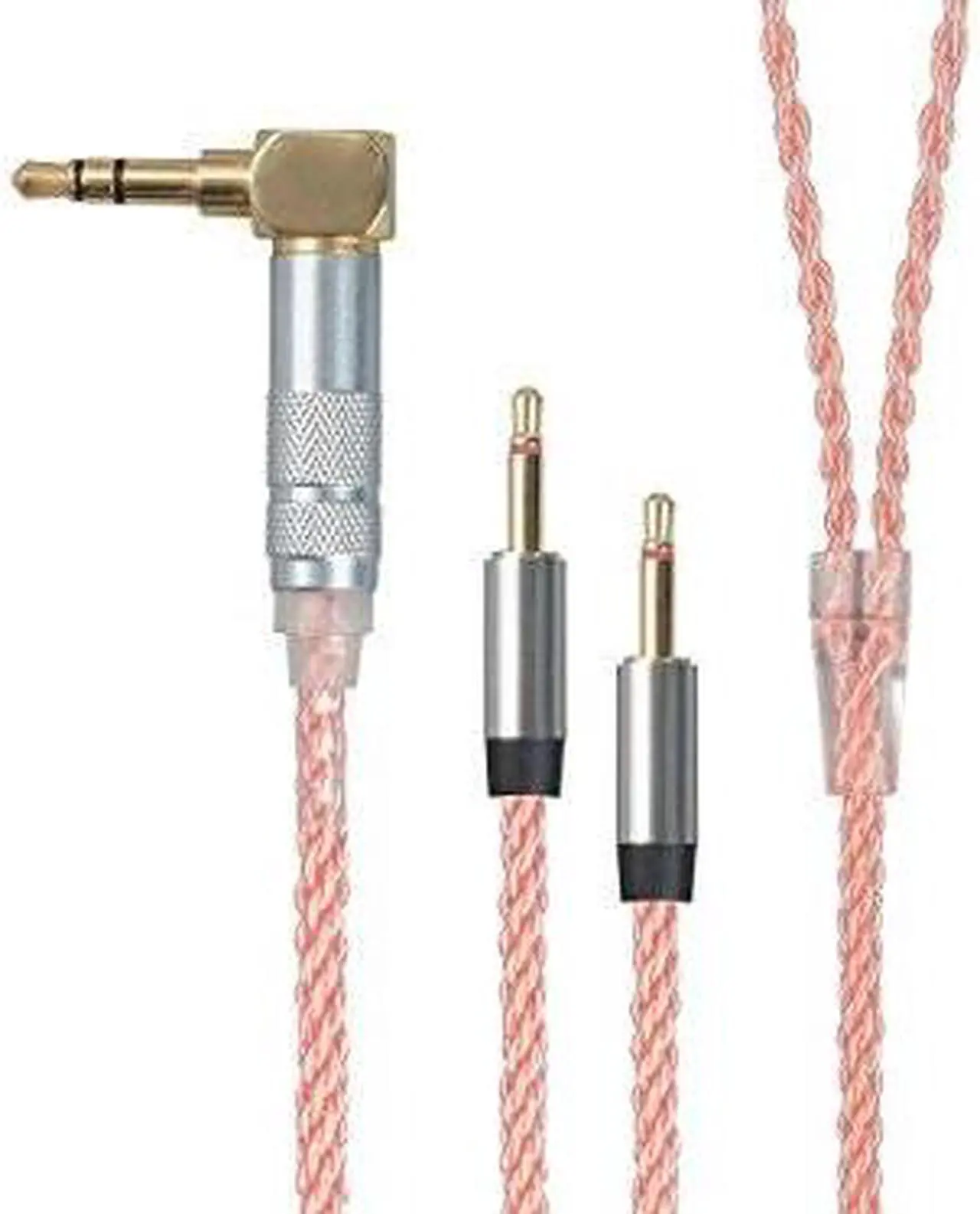 Main image of monolith dual 2.5mm to 3.5mm headphone cable  5 feet  pink with oxygen free copper braided auxiliary audio cord