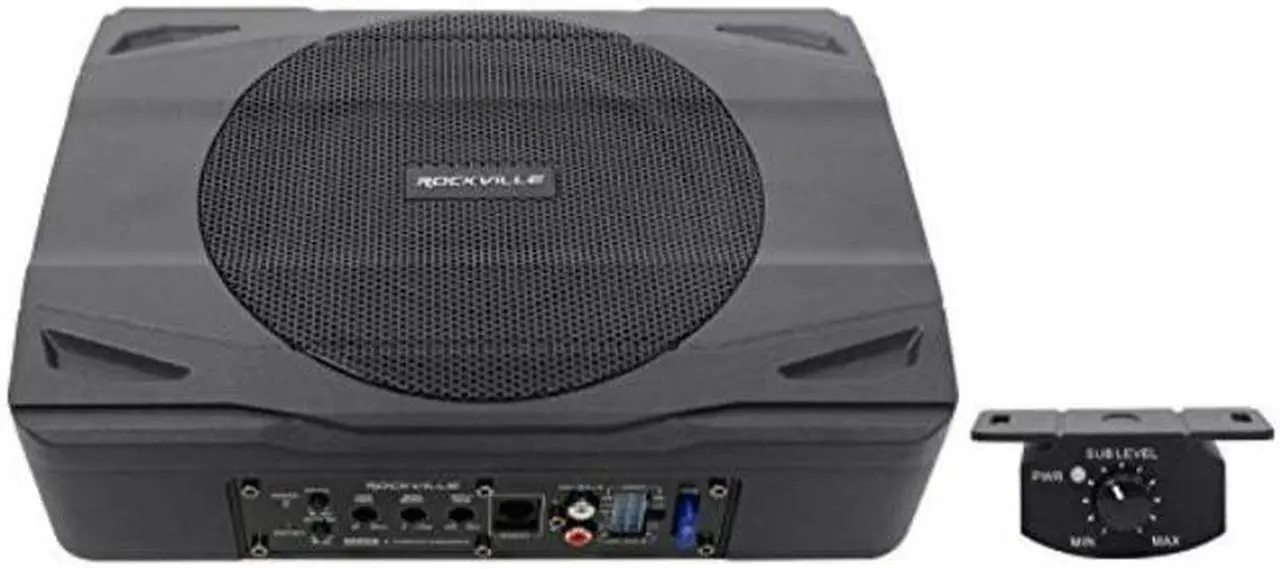 Main image of rockville ss8p 400w 8" cast aluminum slim underseat active powered car/truck subwoofer sub