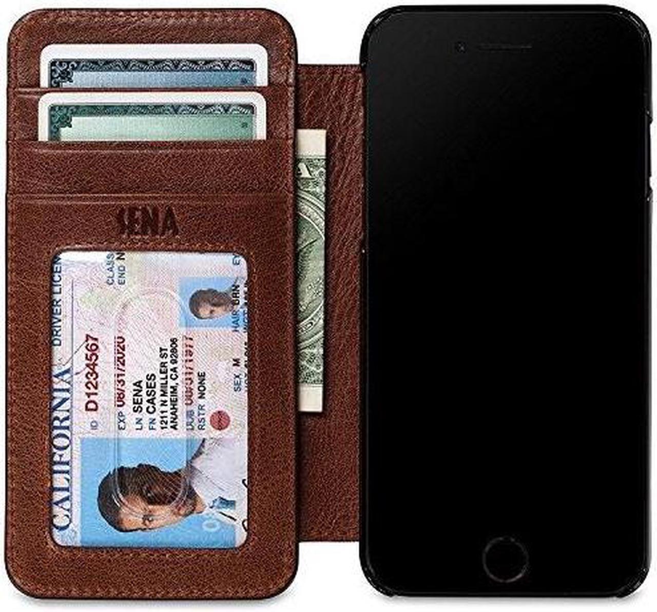 Main image of sena cases genuine leather wallet book iphone 8 plus / 7 plus / 6 plus heritage cognac