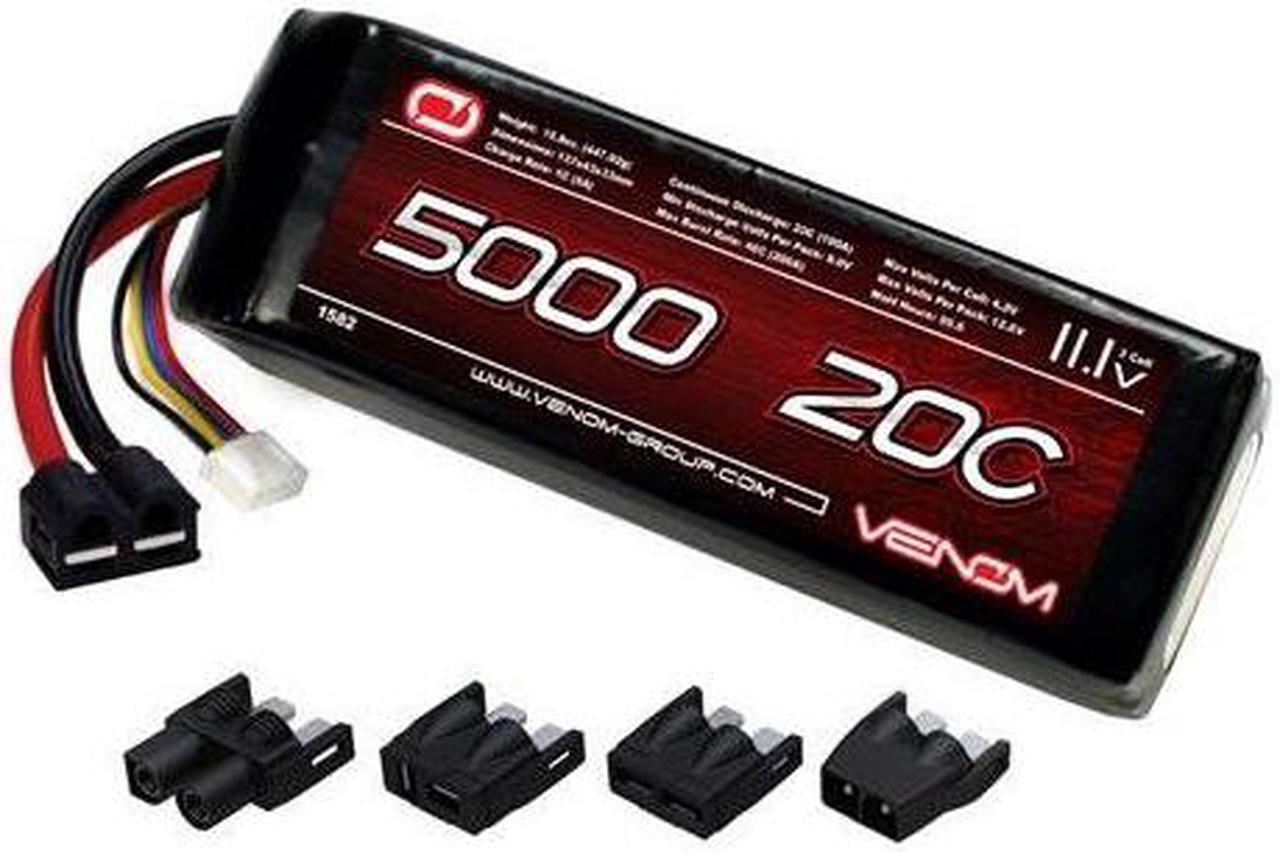 venom 20c 3s 5000mah 11.1v lipo battery with universal plug ec3/deans/traxxas/tamiya